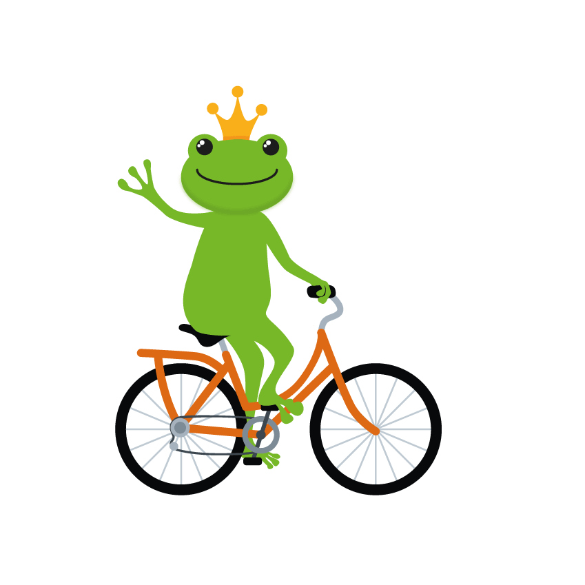 Frosch auf dem Fahrrad
