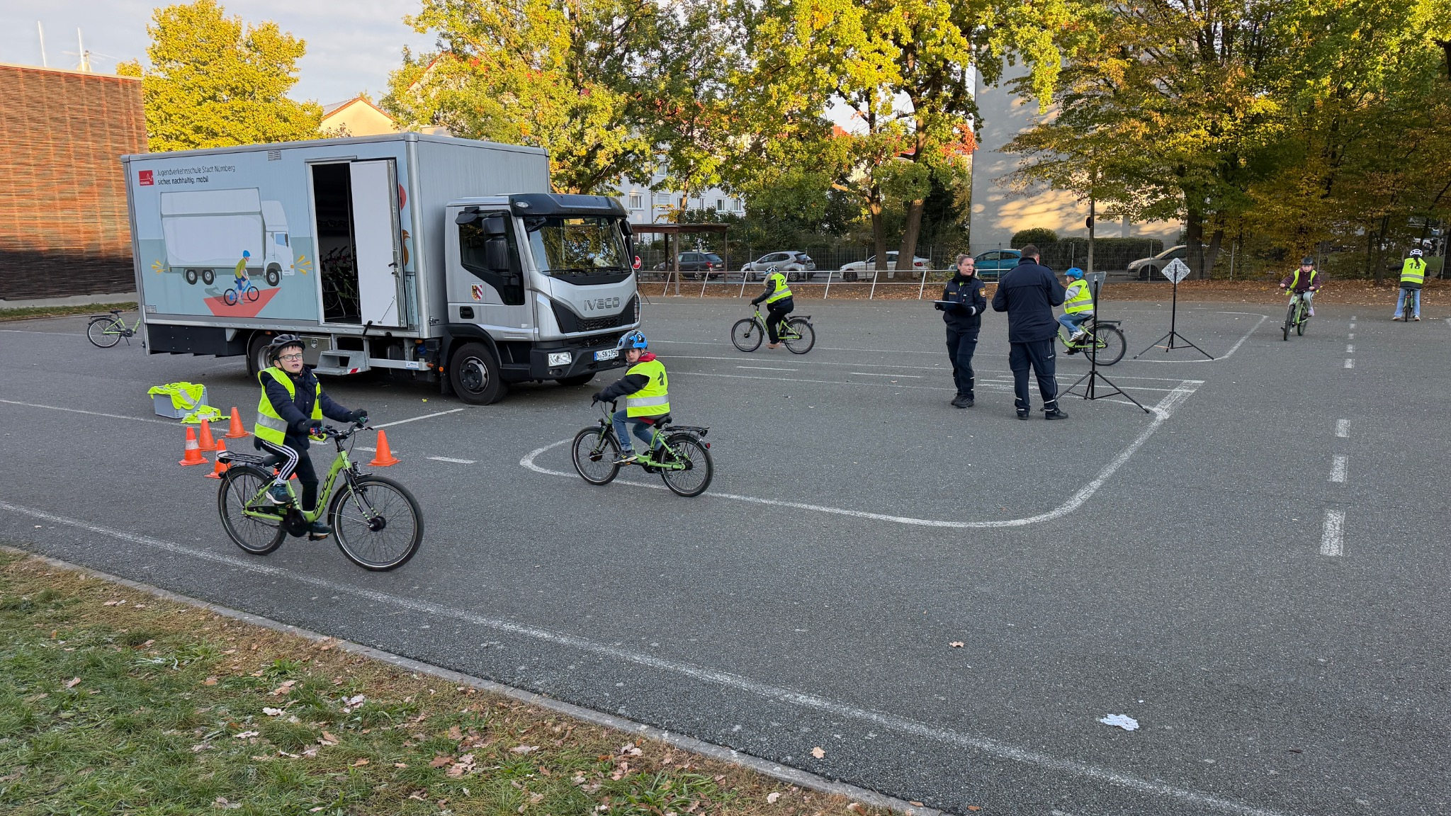 Radfahrprüfung auf dem Übungsplatz