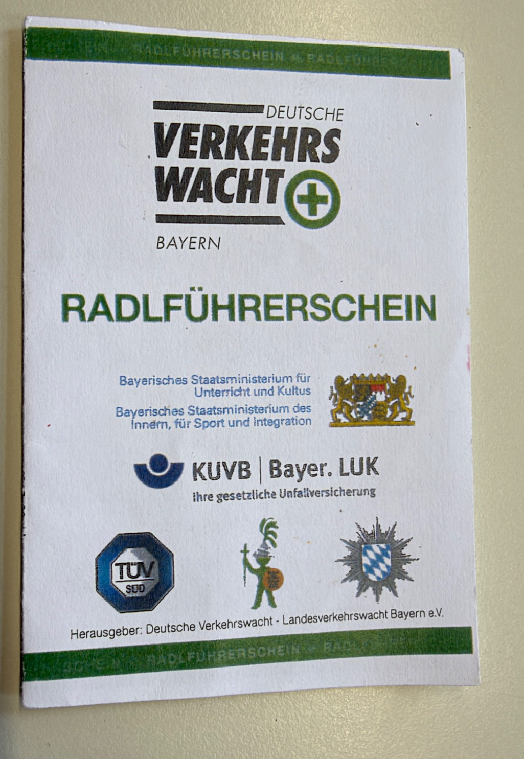 Titelseite des Radlführerscheins